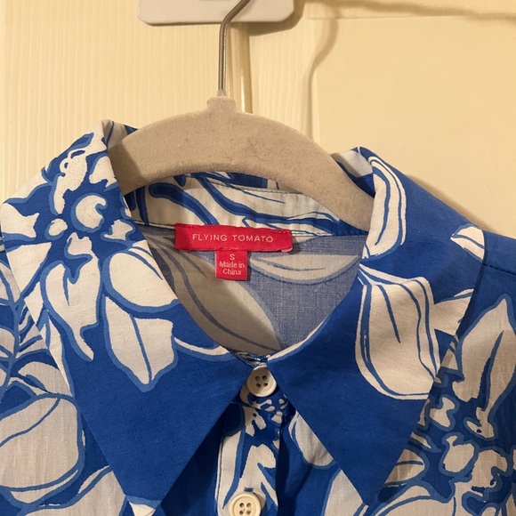 Flying Tomato Royal Blue & White Floral Button-Front Midi Dress - Picture 7 of 12